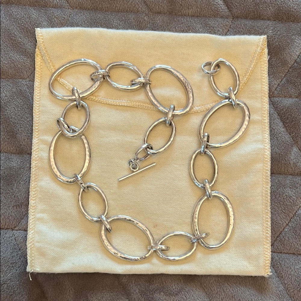 James Avery Hammered Silver Stylish Oval Link Necklace 925 Retired - Picture 10 of 16